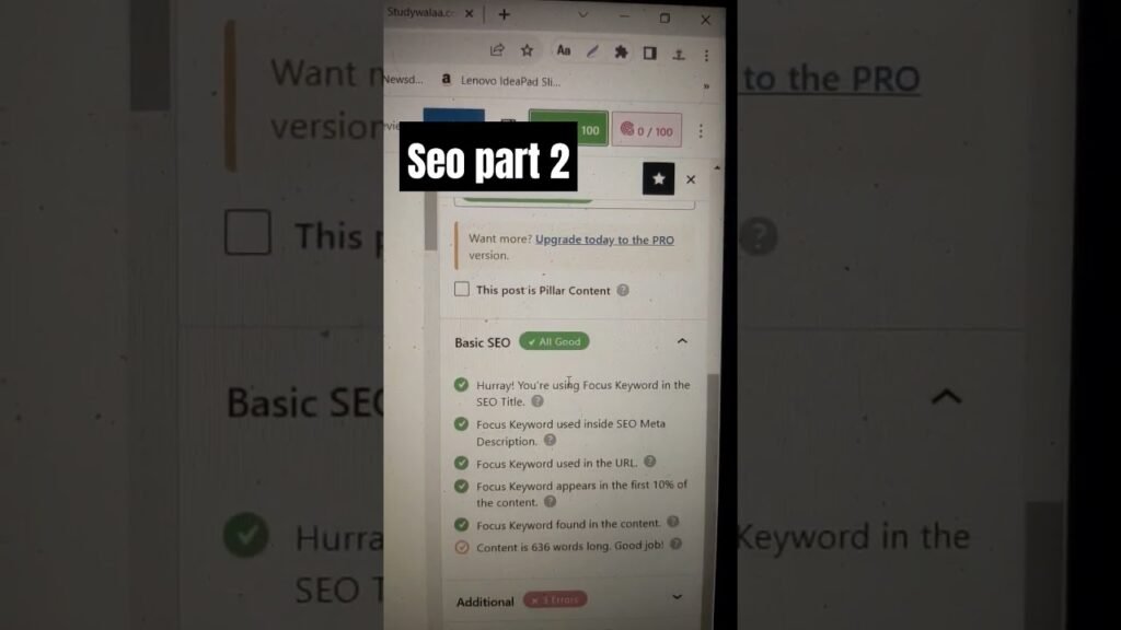 Rank Math Seo score 84 100 blogging wordpress plugins